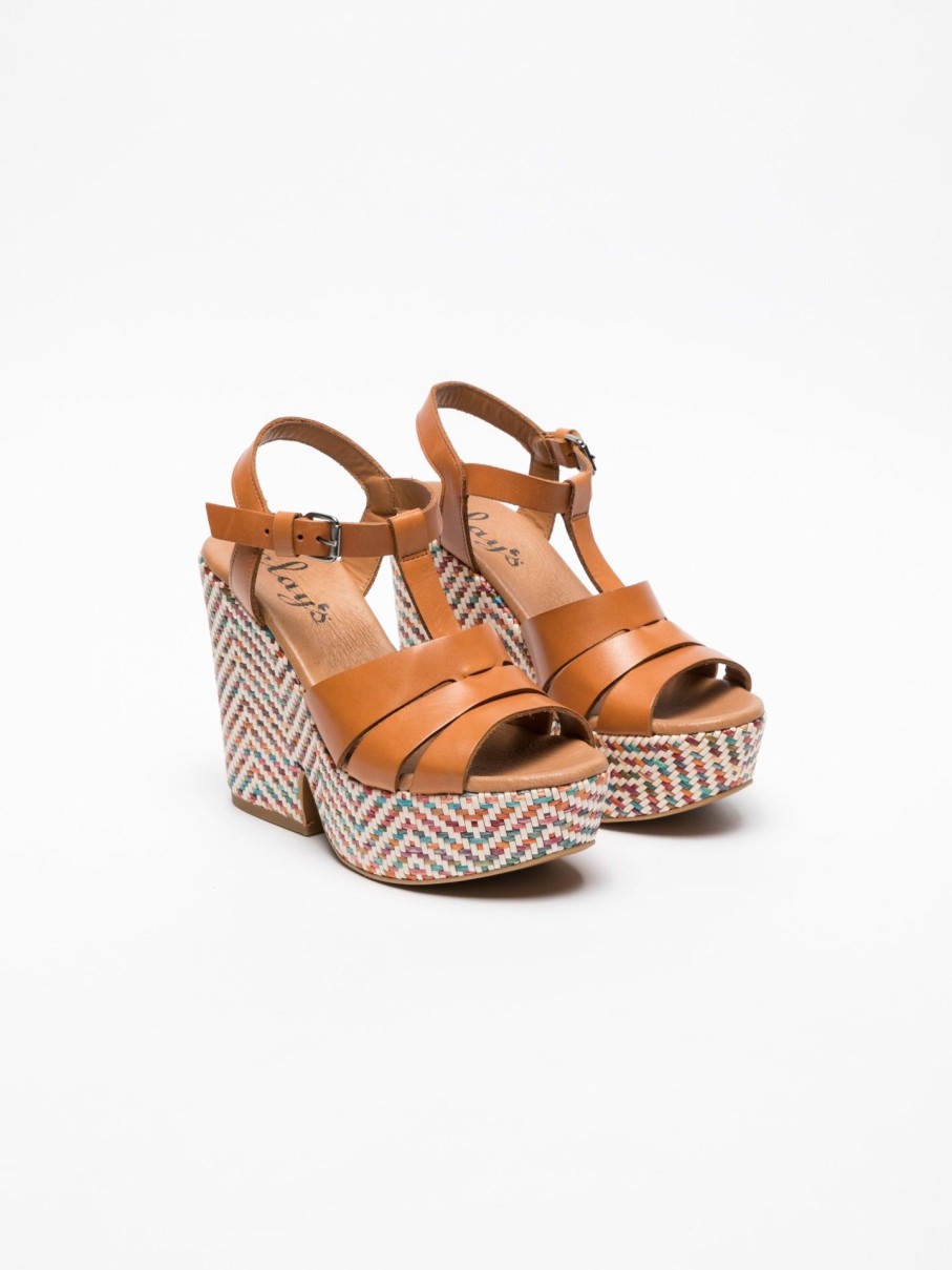 Mulher Clay's Sandalias | Sandalias De Plataforma Em Camel