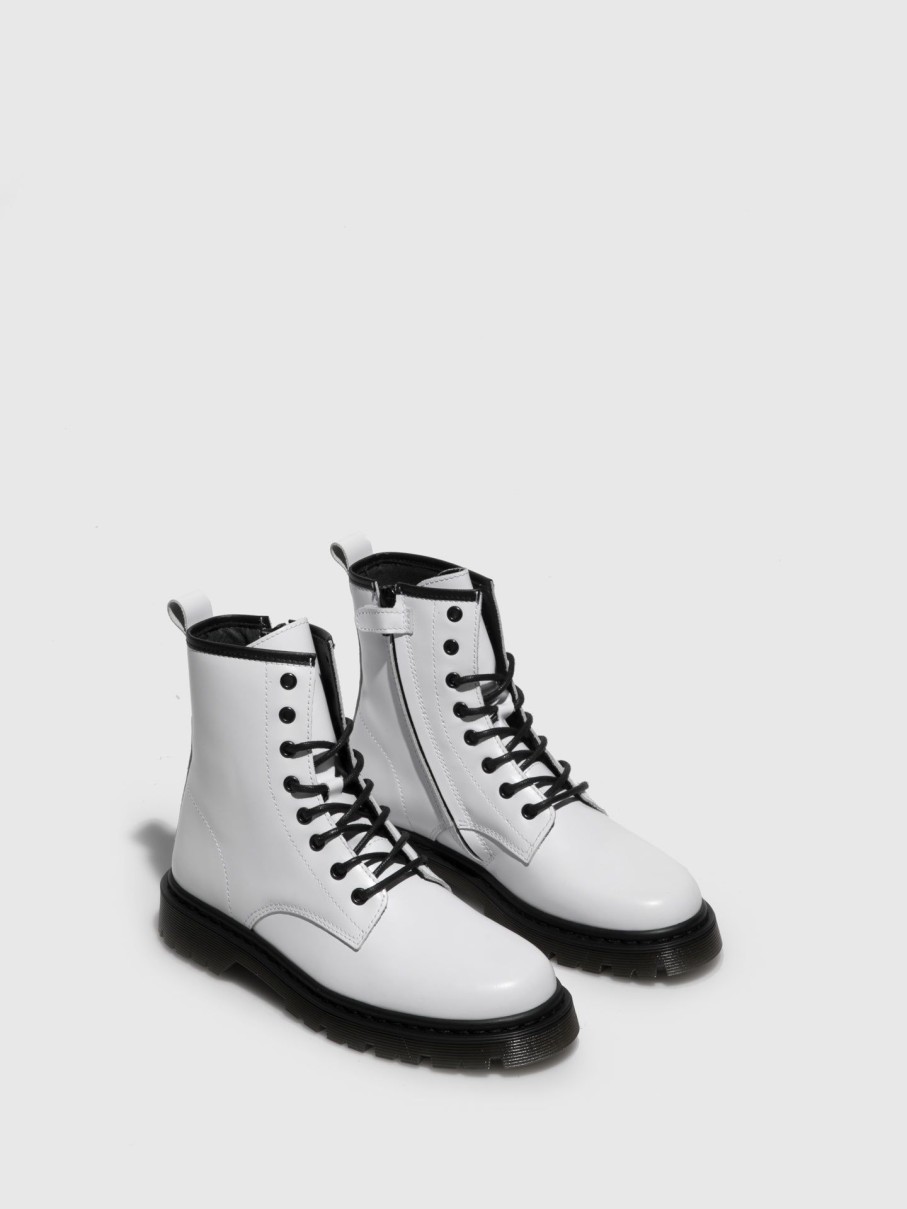 Mulher Foreva Botas | Botas Com Atacadores Em Branco