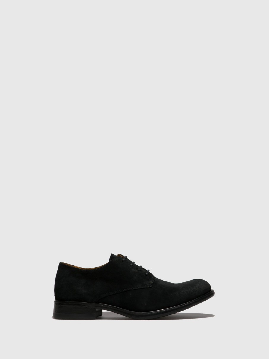 Homem Fly London Sapatos | Sapatos Com Atacadores Merl613Fly Black Suede