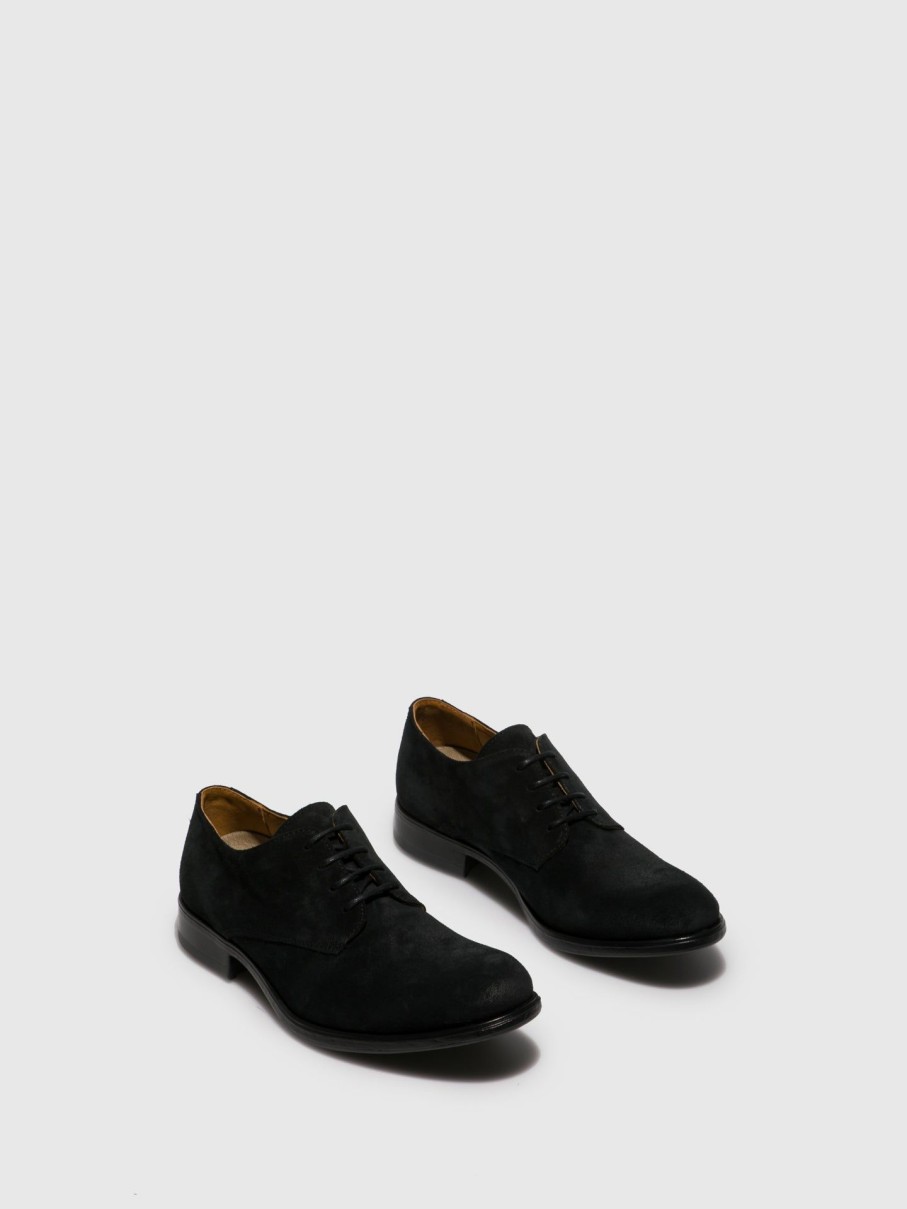 Homem Fly London Sapatos | Sapatos Com Atacadores Merl613Fly Black Suede