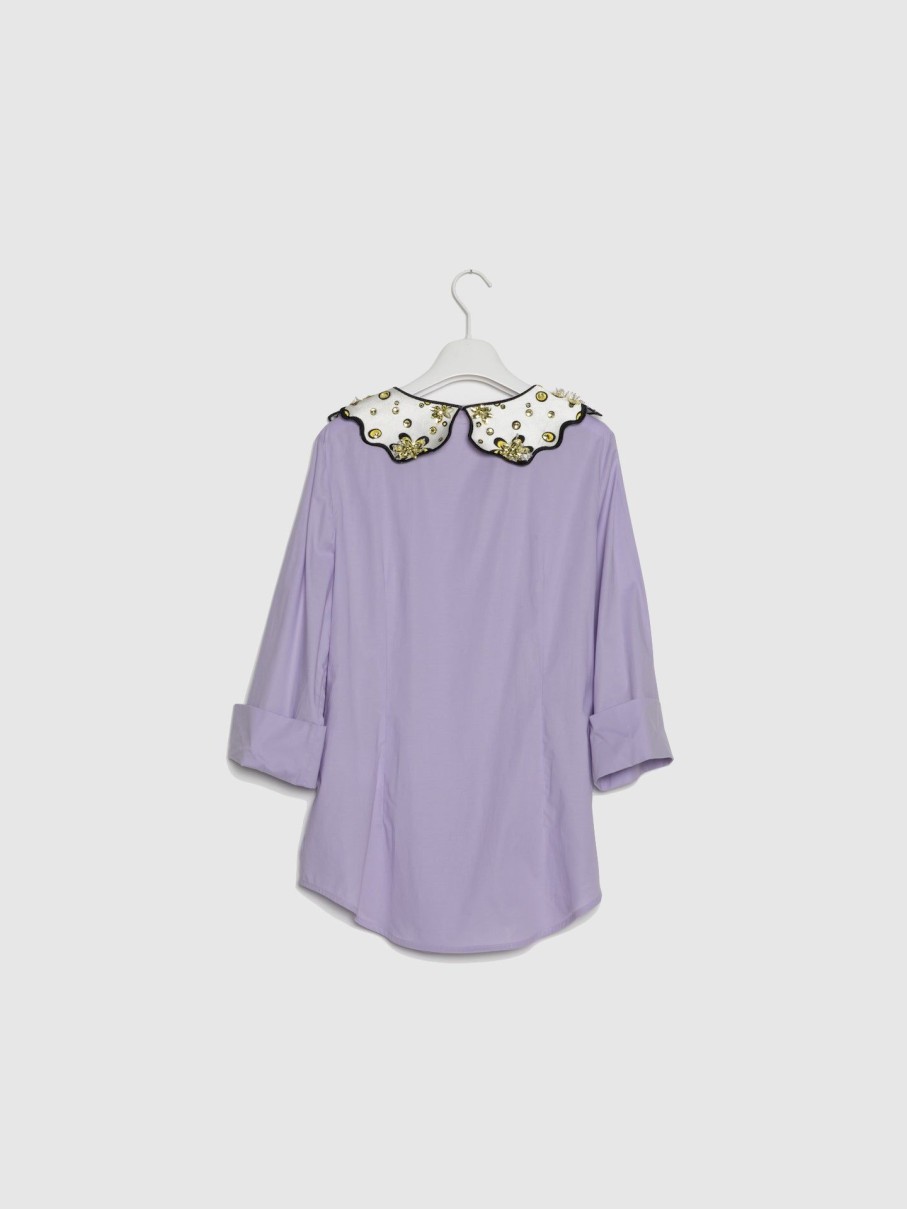 Mulher Vivetta | Camisa Com Gola De Brilhantes Em Lilas