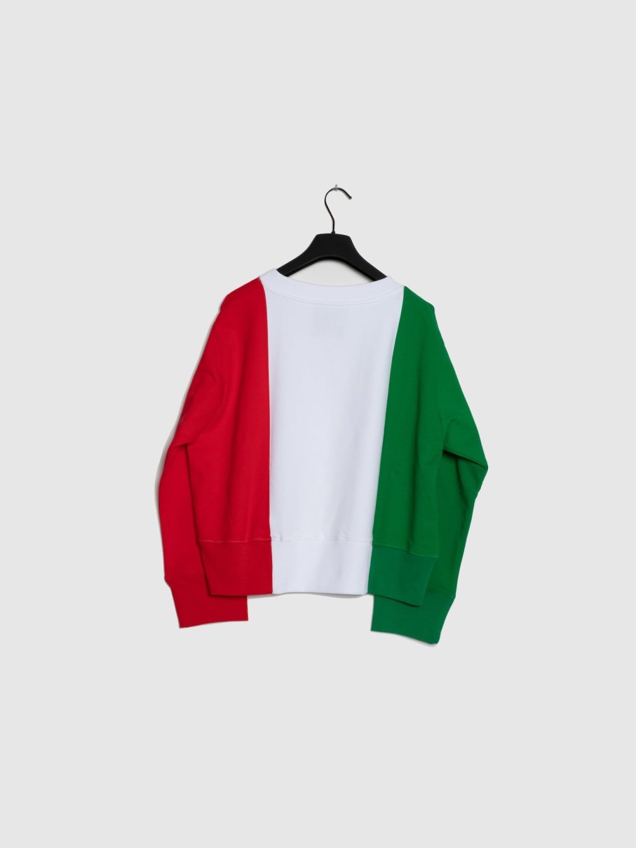 Mulher Moschino | Sweater Com Frase Em Verde, Branco E Vermelho