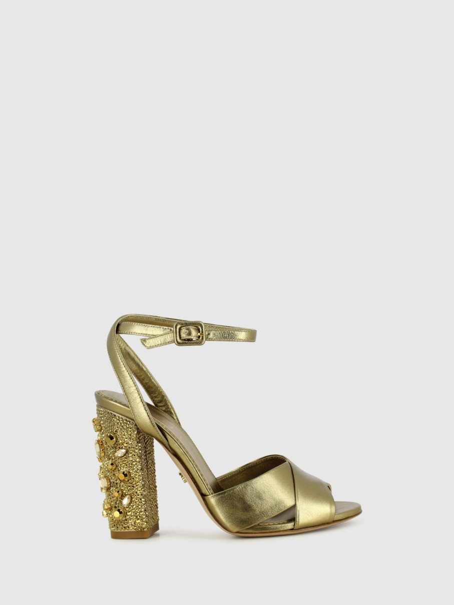 Mulher Le Silla Sandalias | Sandalias Com Tira No Tornozelo Em Dourado