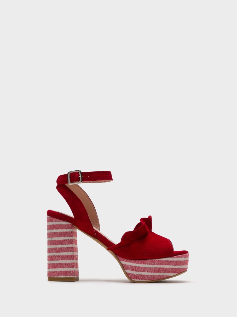 Mulher Foreva Sandalias | Sandalias De Salto Grosso Em Vermelho