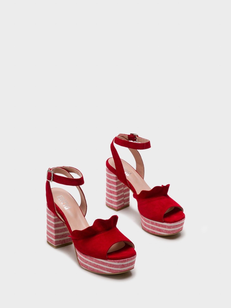 Mulher Foreva Sandalias | Sandalias De Salto Grosso Em Vermelho