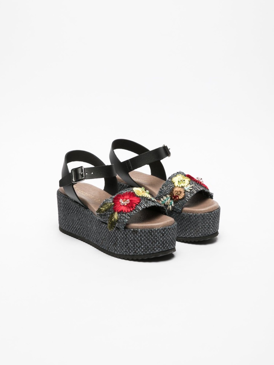 Mulher Cafè Noir Sandalias | Sandalias Com Fivela Em Preto