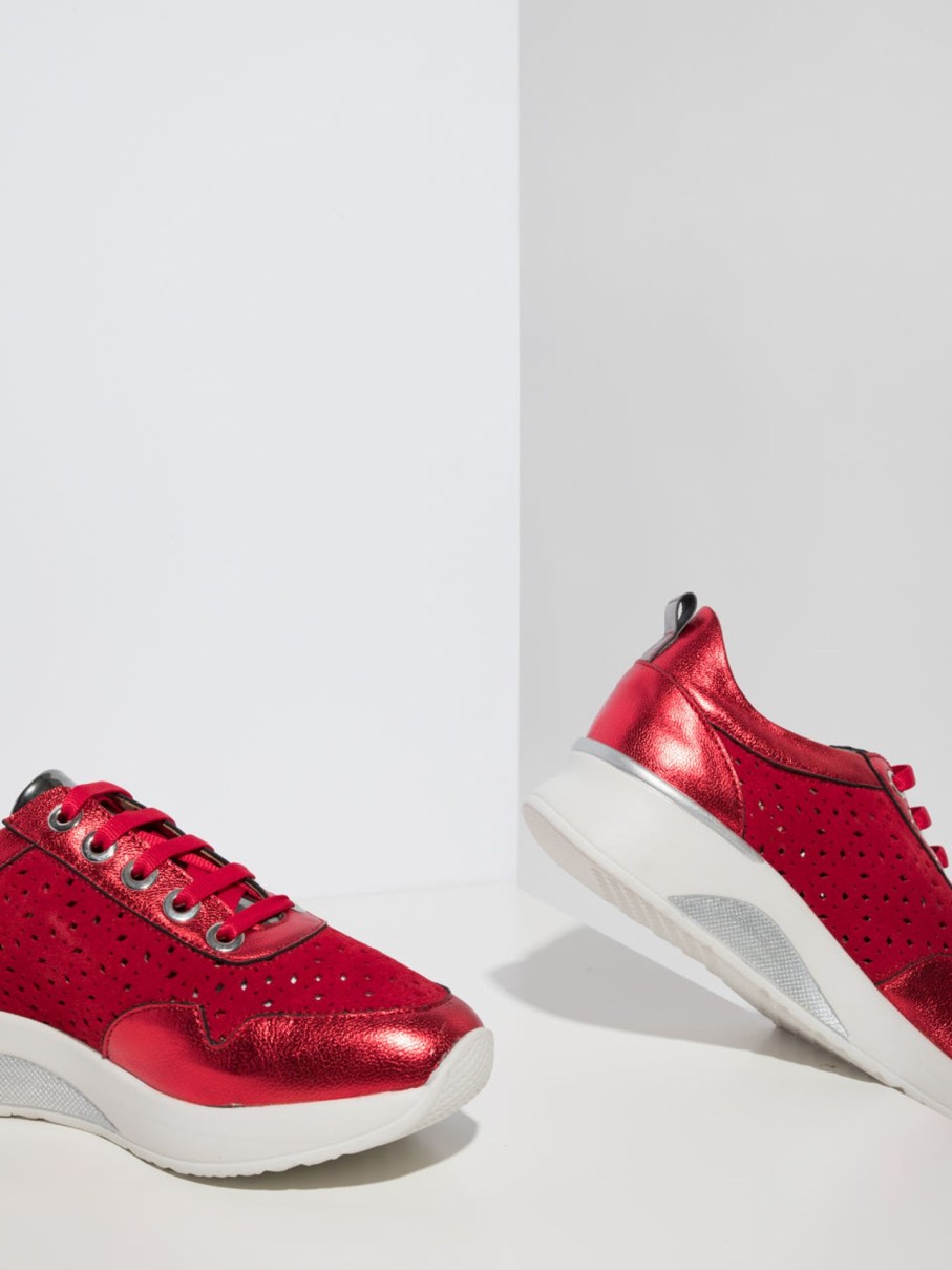 Mulher Foreva Tenis | Tenis Com Atacadores Em Vermelho