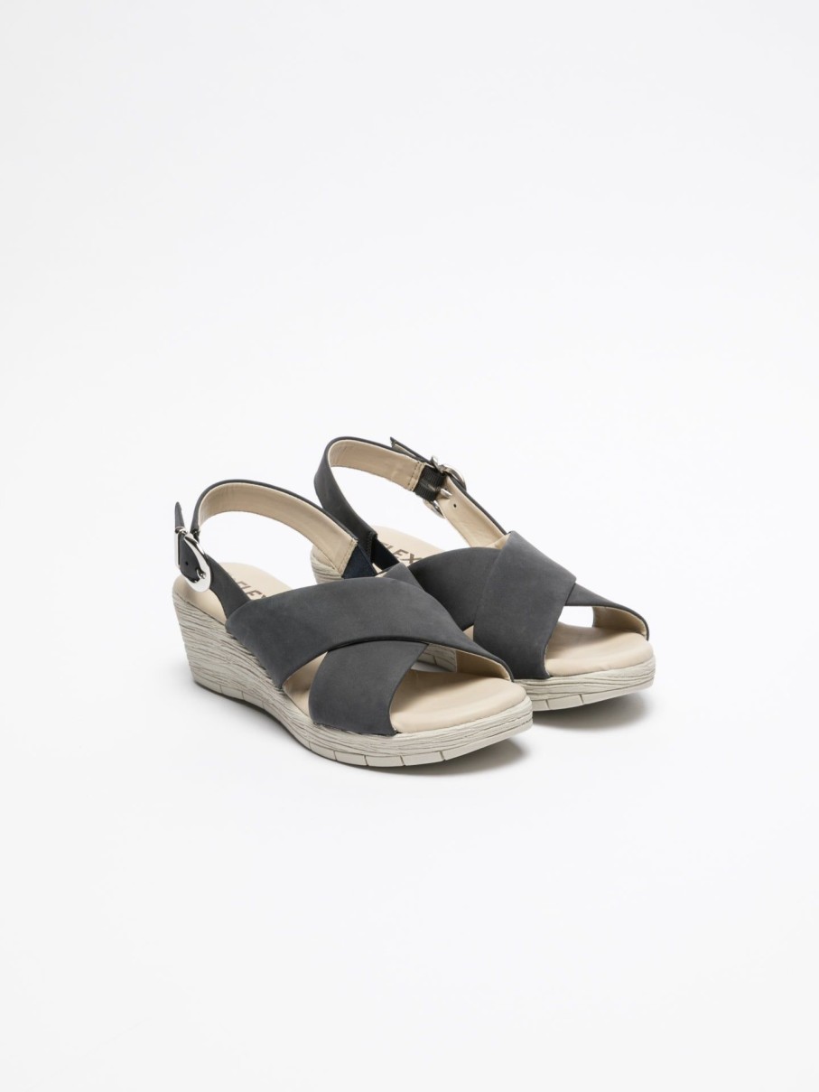 Mulher The Flexx Sandalias | Sandalias De Cunha Em Azul Marinho