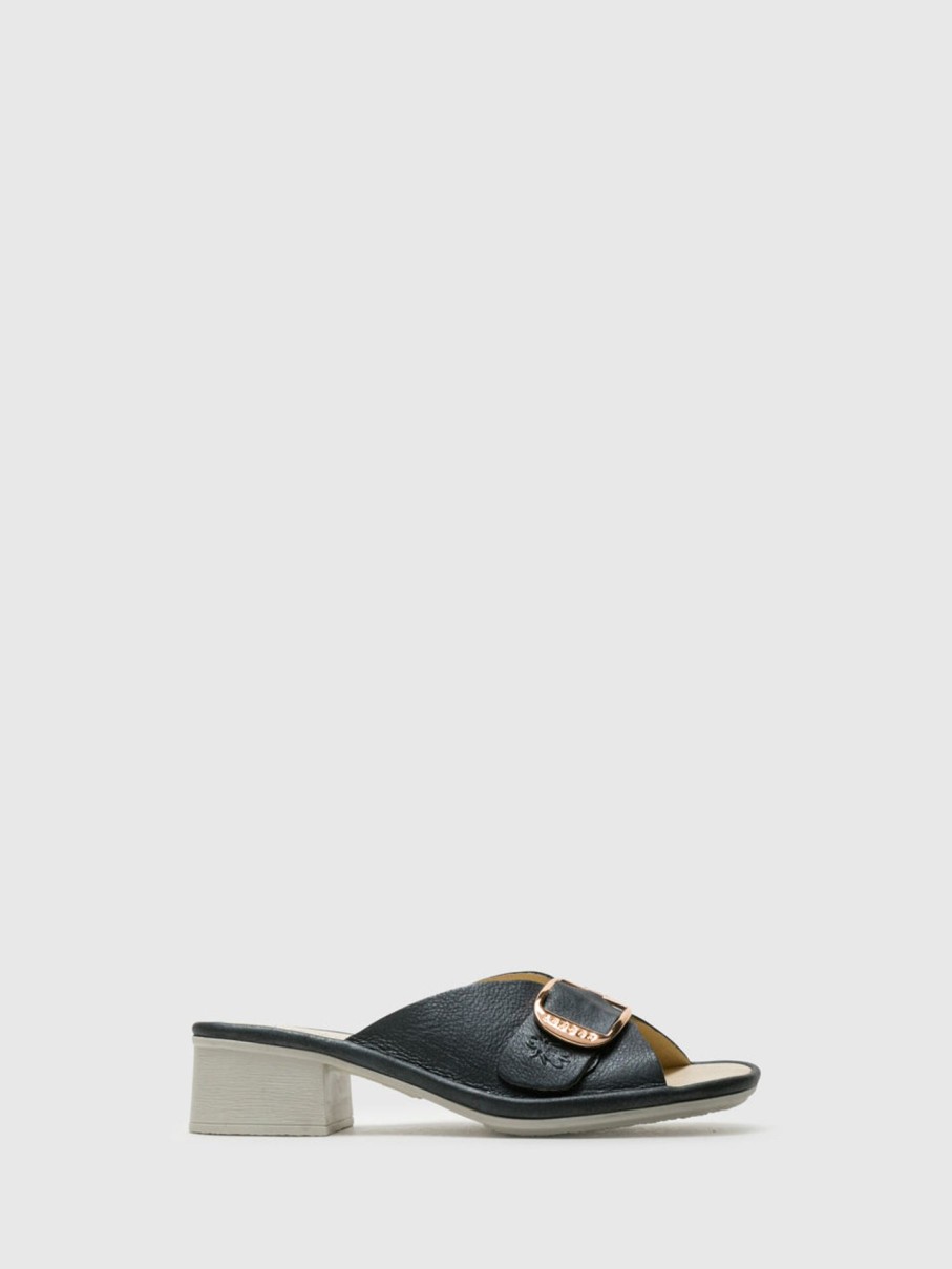 Mulher Fly London Mules | Mules De Salto Grosso Em Cinzento Escuro