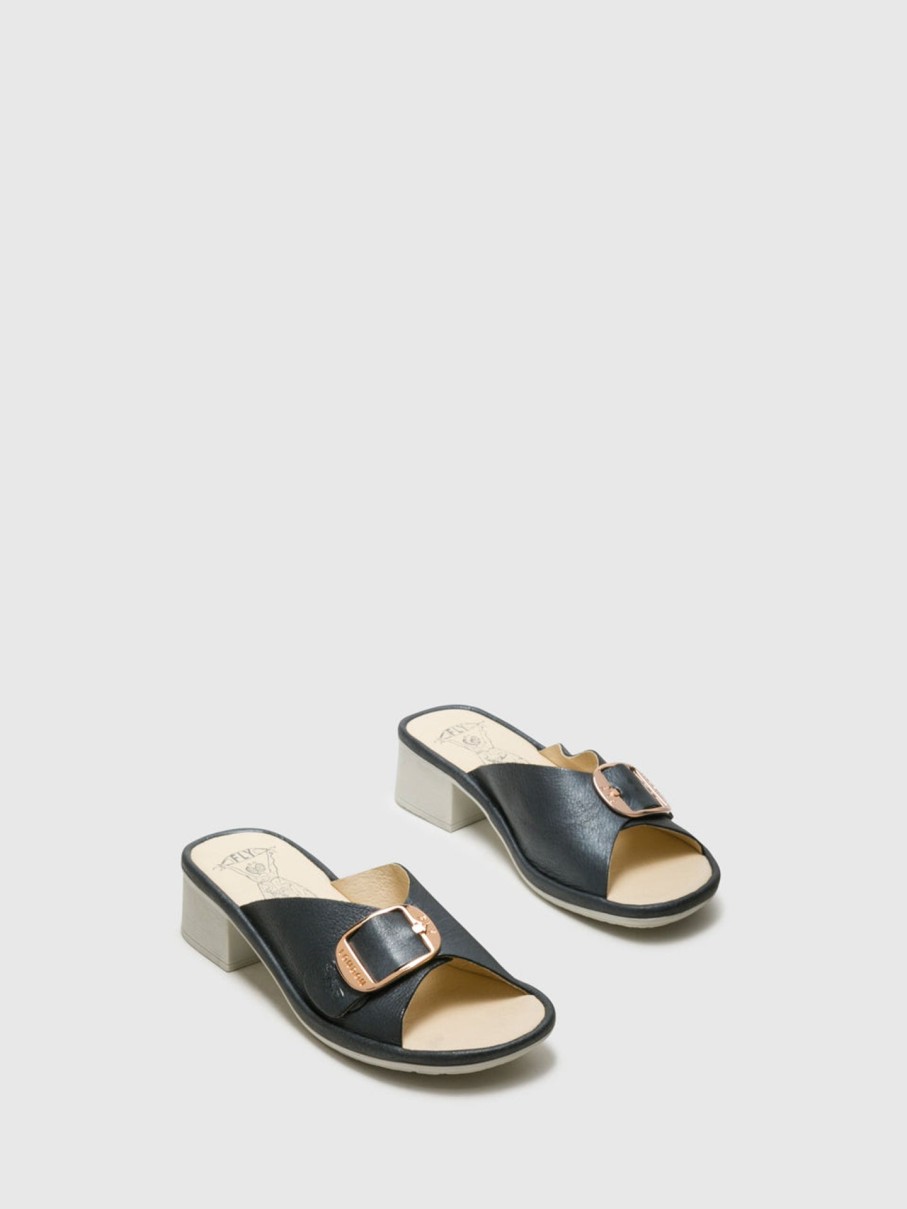 Mulher Fly London Mules | Mules De Salto Grosso Em Cinzento Escuro