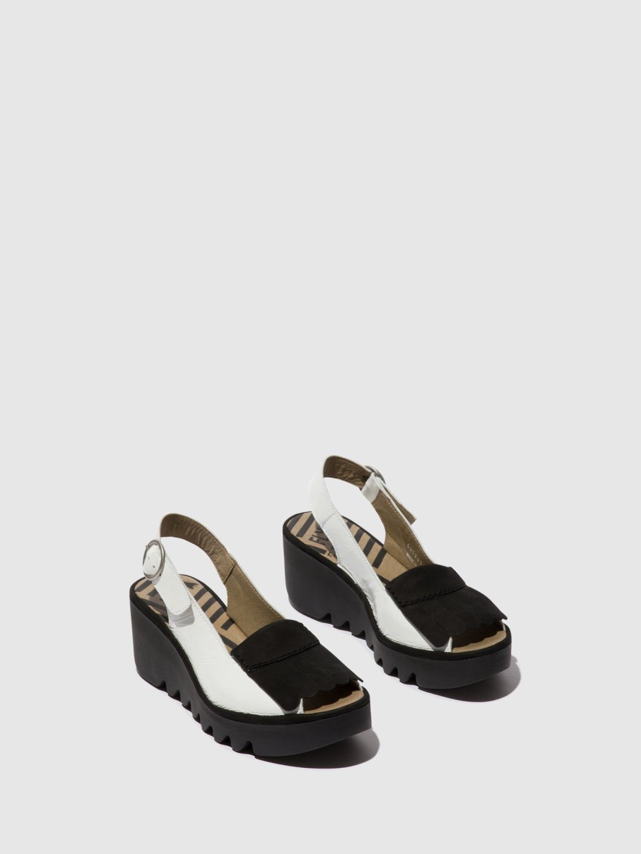 Mulher Fly London Sandalias | Sandalias Com Tira No Calcanhar Bind303Fly Offwhite/Black