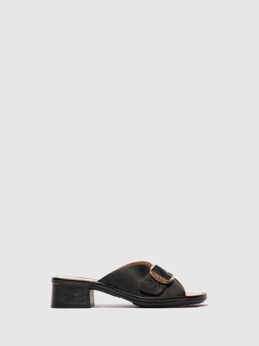 Mulher Fly London Mules | Mules De Salto Grosso Elax964Fly Black