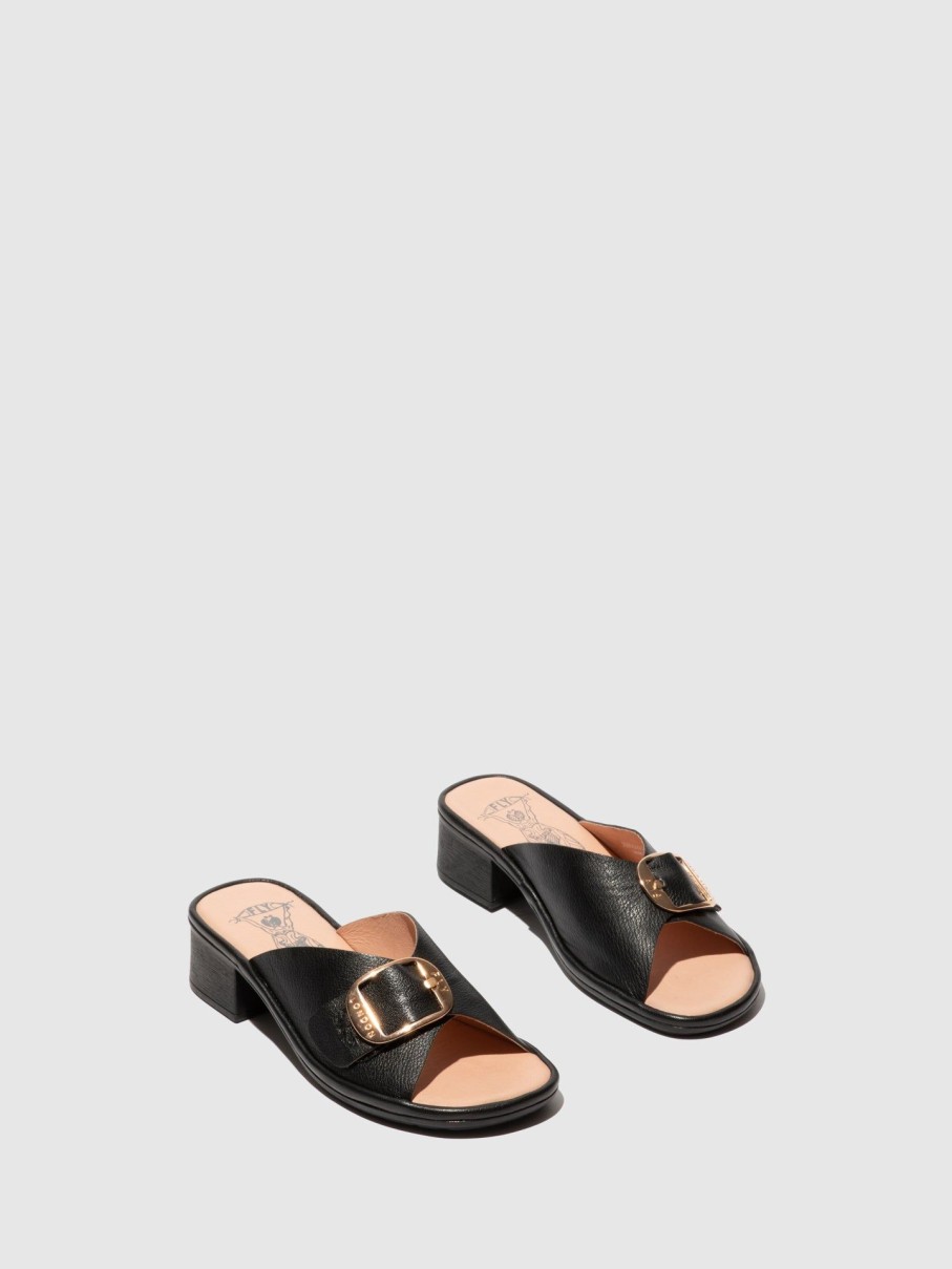 Mulher Fly London Mules | Mules De Salto Grosso Elax964Fly Black