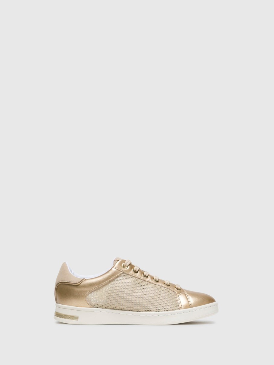 Mulher Geox Tenis | Tenis Com Atacadores Em Dourado