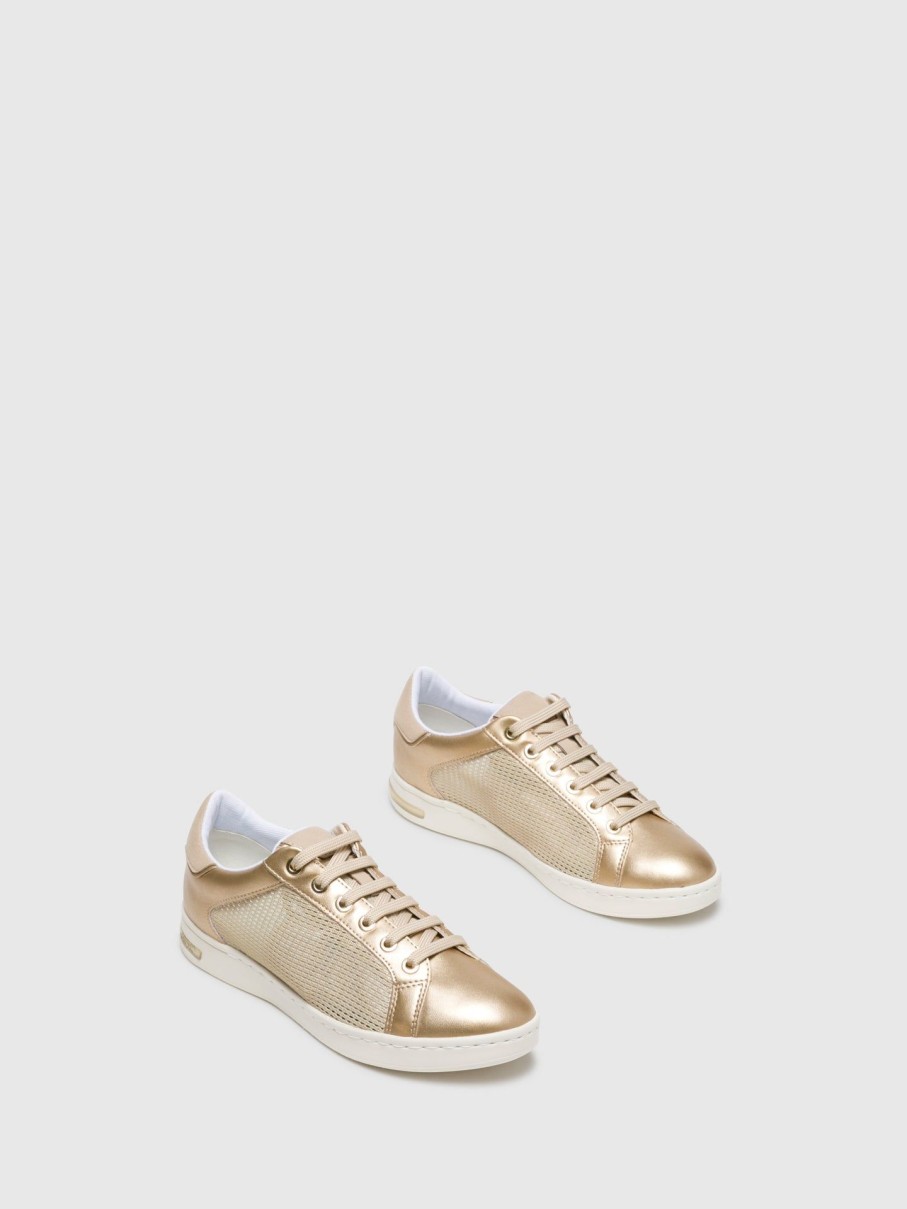 Mulher Geox Tenis | Tenis Com Atacadores Em Dourado