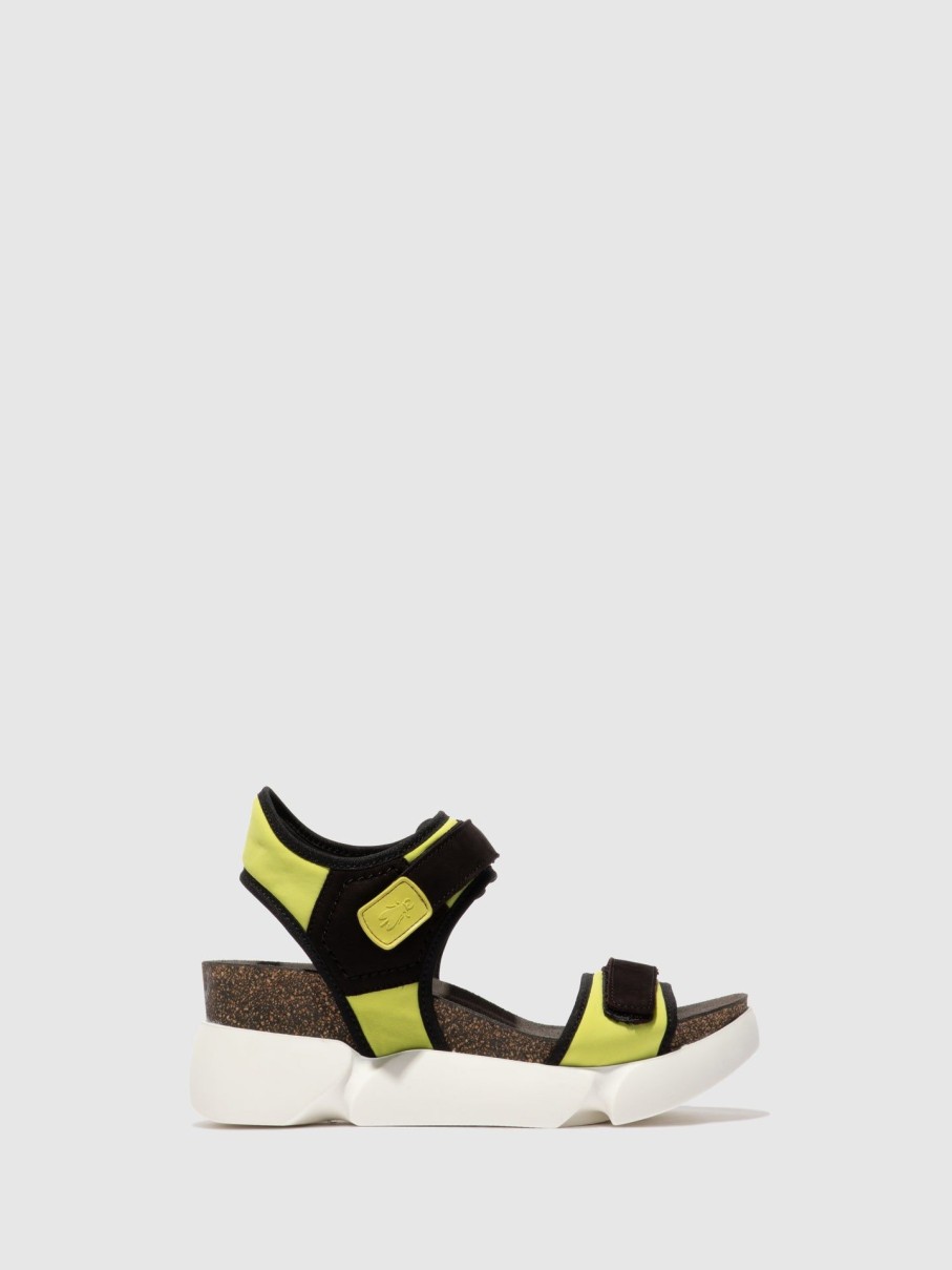 Mulher Fly London Sandalias | Sandalias Com Velcro Sigo727Fly Stretch/Cupidopistachio/Black