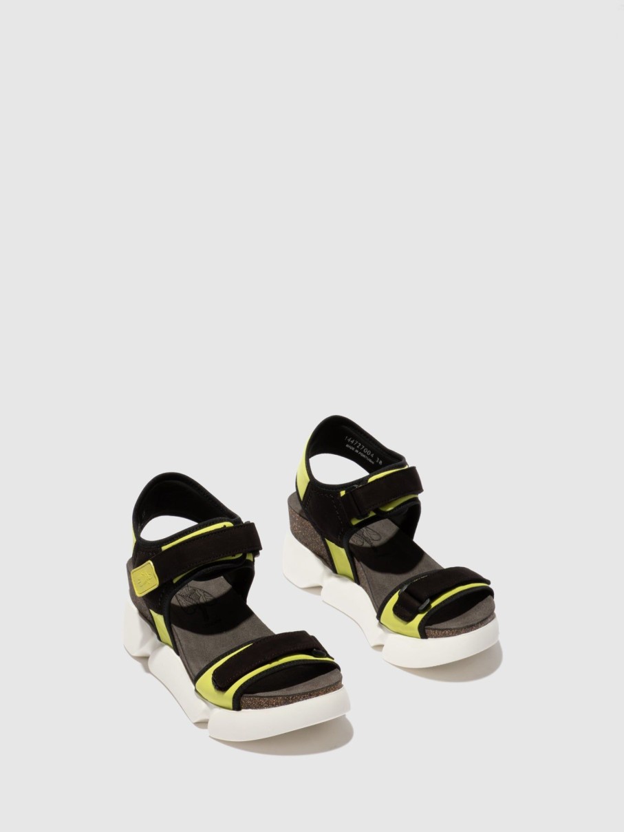 Mulher Fly London Sandalias | Sandalias Com Velcro Sigo727Fly Stretch/Cupidopistachio/Black