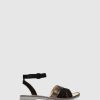 Mulher Fly London Sandalias | Sandalias Com Tira No Tornozelo Cune165Fly Black/Black/Black/Bronze