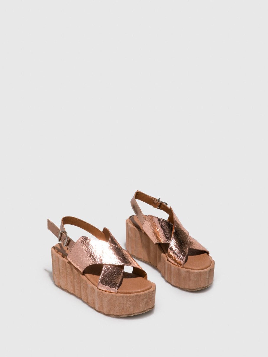 Mulher Clay's Sandalias | Sandalias De Plataforma Em Cor-De-Pessego