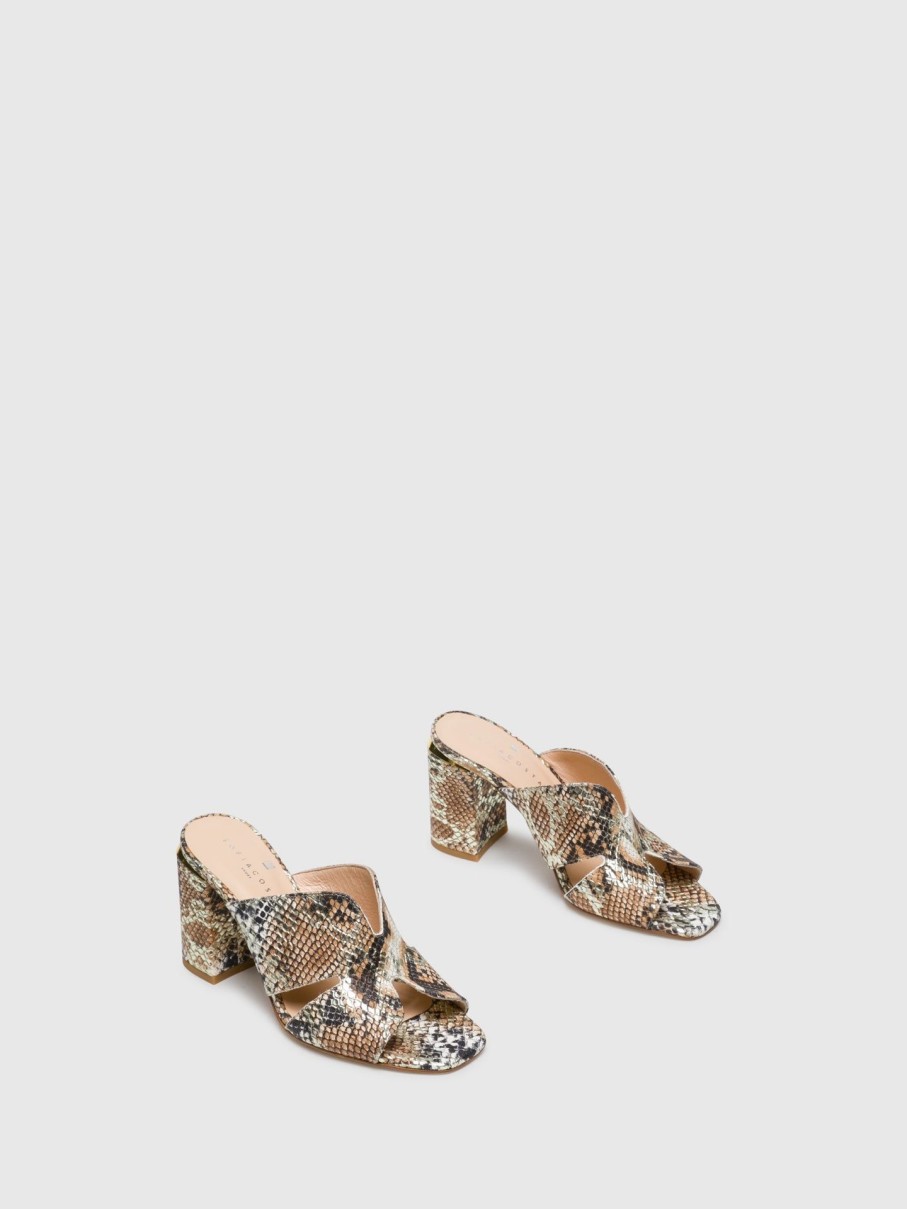 Mulher Sofia Costa Mules | Mules De Salto Grosso Em Bege