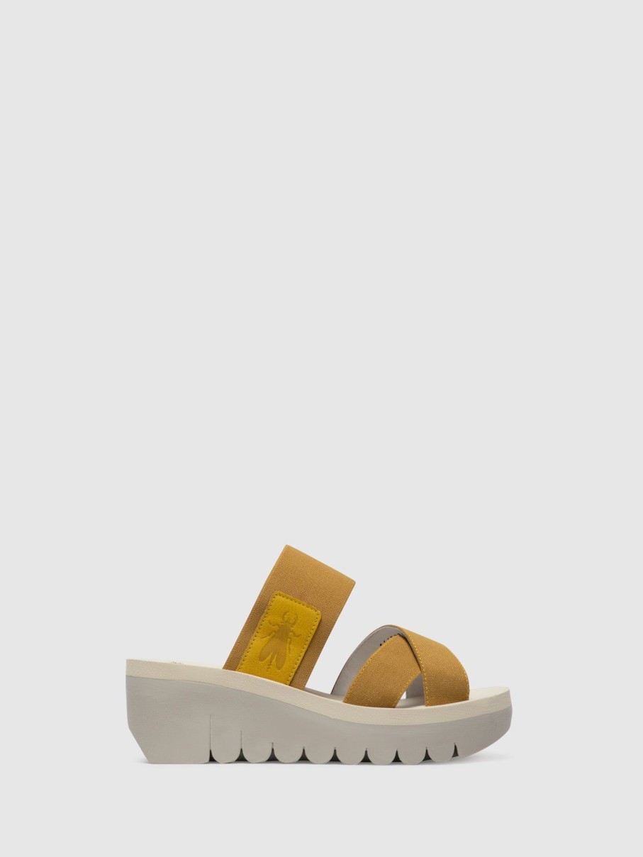 Mulher Fly London Mules | Mules Com Tiras Yabo593Fly Yellow