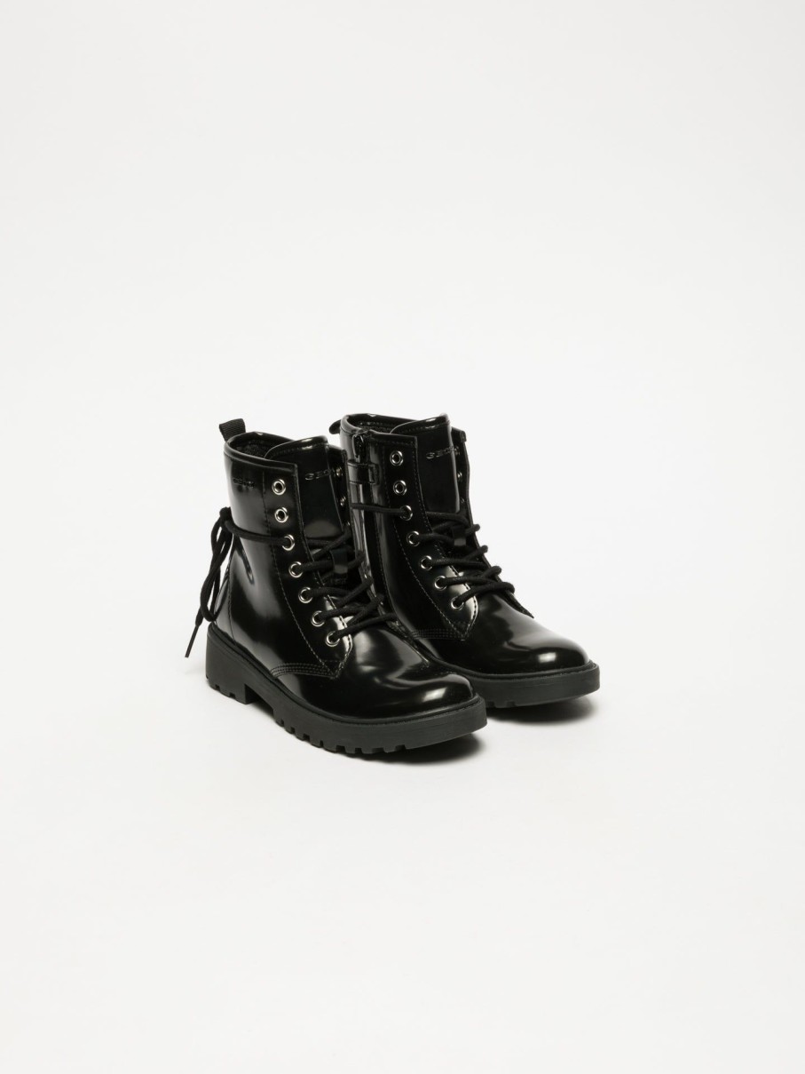 Crianca Geox Botins | Botins Com Fecho Em Preto