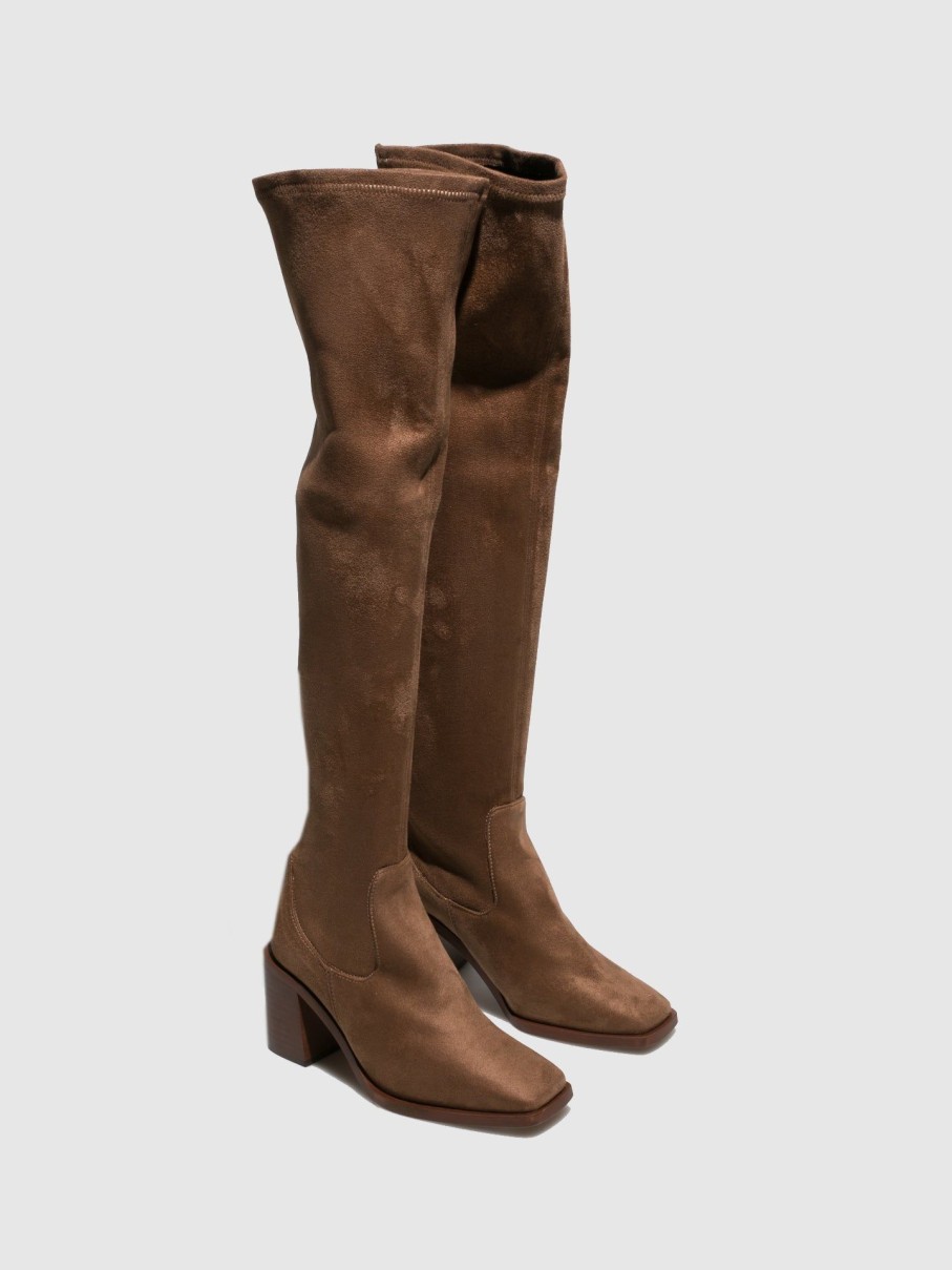 Mulher Foreva Botas | Botas De Cano-Alto Em Taupe