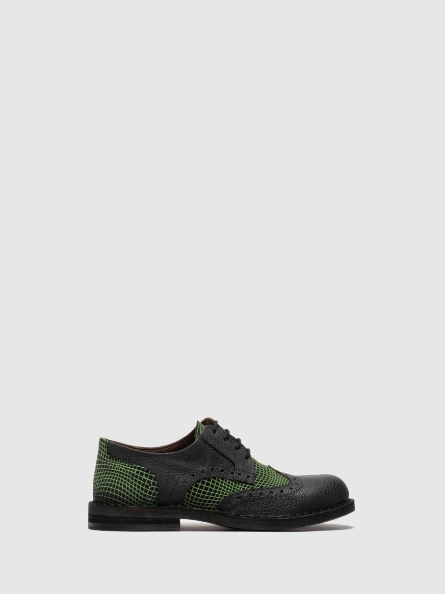 Mulher Fly London Sapatos | Sapatos Derby Em Verde Preto