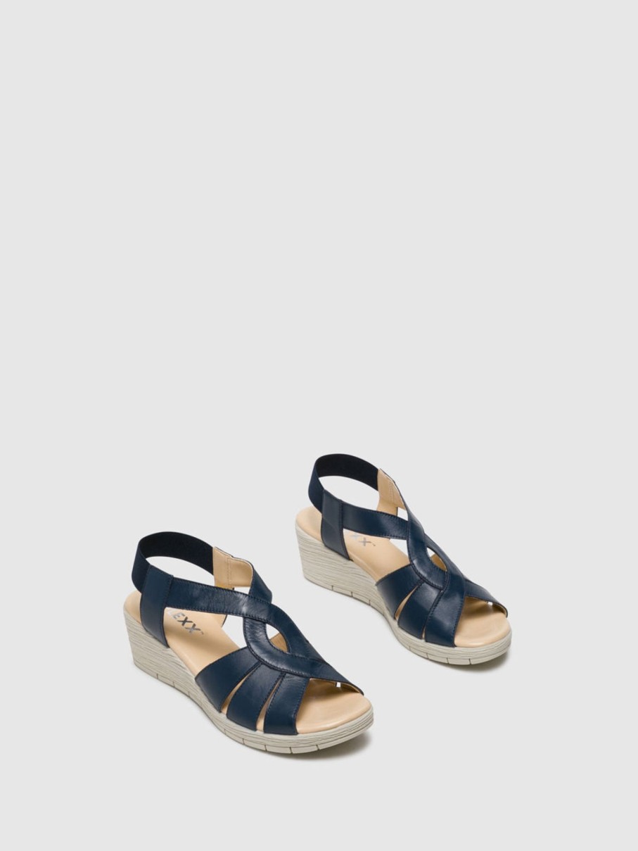 Mulher The Flexx Sandalias | Sandalias De Cunha Em Azul Marinho