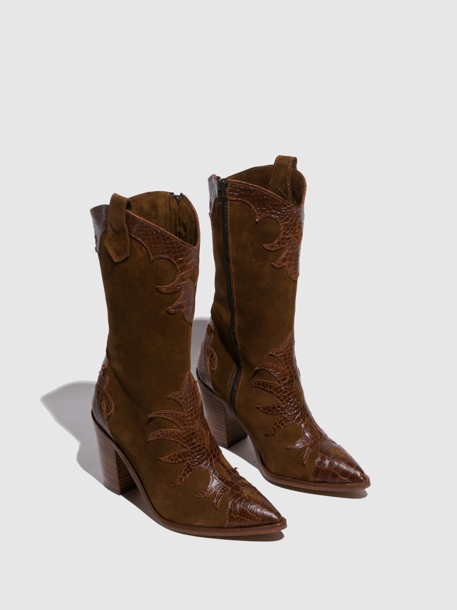 Mulher Foreva Botas | Botas Pontiagudas Em Castanho