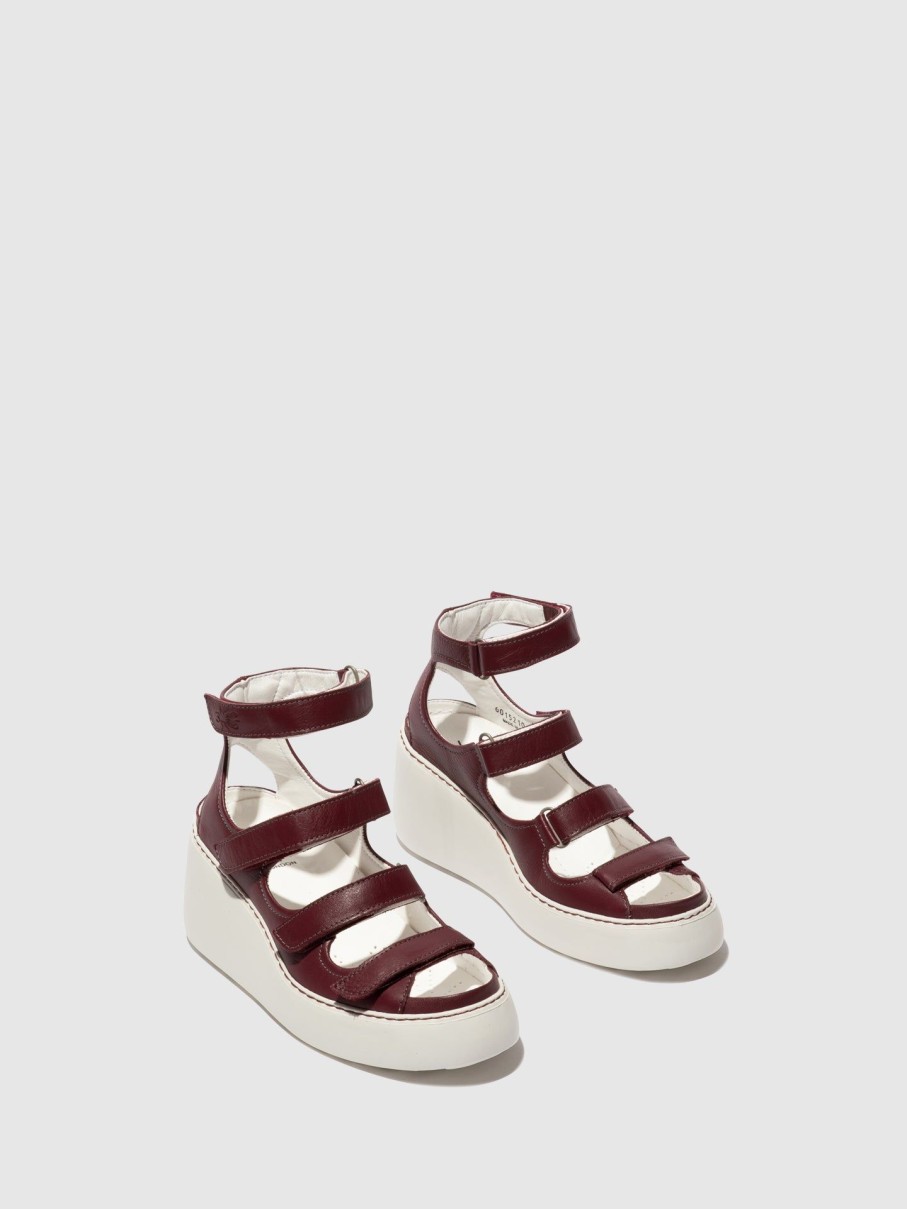 Mulher Fly London Sandalias | Sandalias Com Velcro Drop521Fly Bordeaux