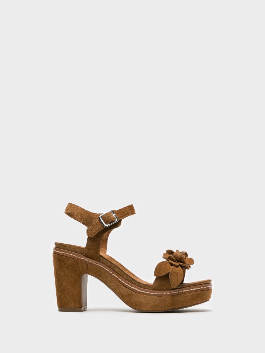 Mulher Carmela Sandalias | Sandalias De Salto Grosso Em Camel