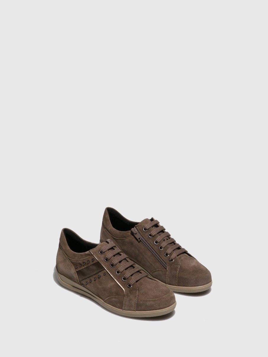 Mulher Geox Sapatos | Sapatos Com Atacadores Em Camel