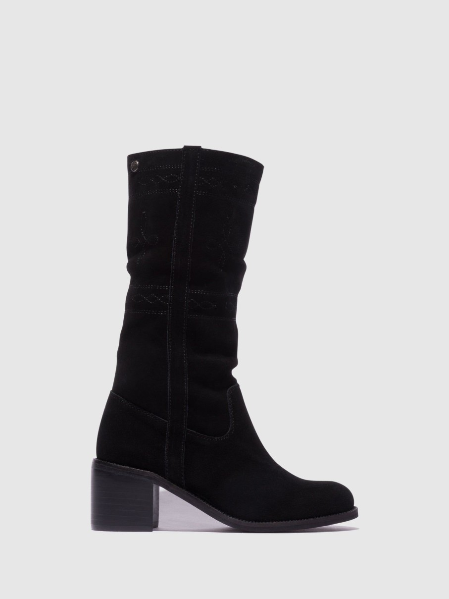 Mulher Top3 Botas | Botas Com Ponta Redonda Em Preto