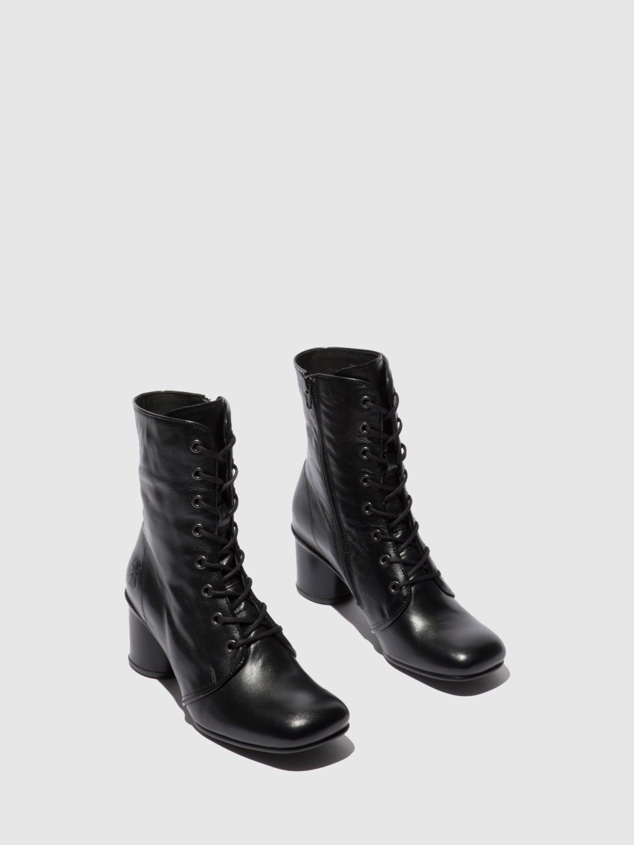 Mulher Fly London Botas | Botas Com Atacadores Sous811Fly Mousse Black