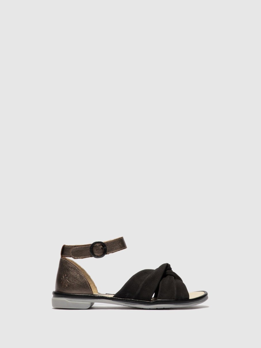 Mulher Fly London Sandalias | Sandalias Com Tira No Tornozelo Cofa167Fly Black/Bronze/Black