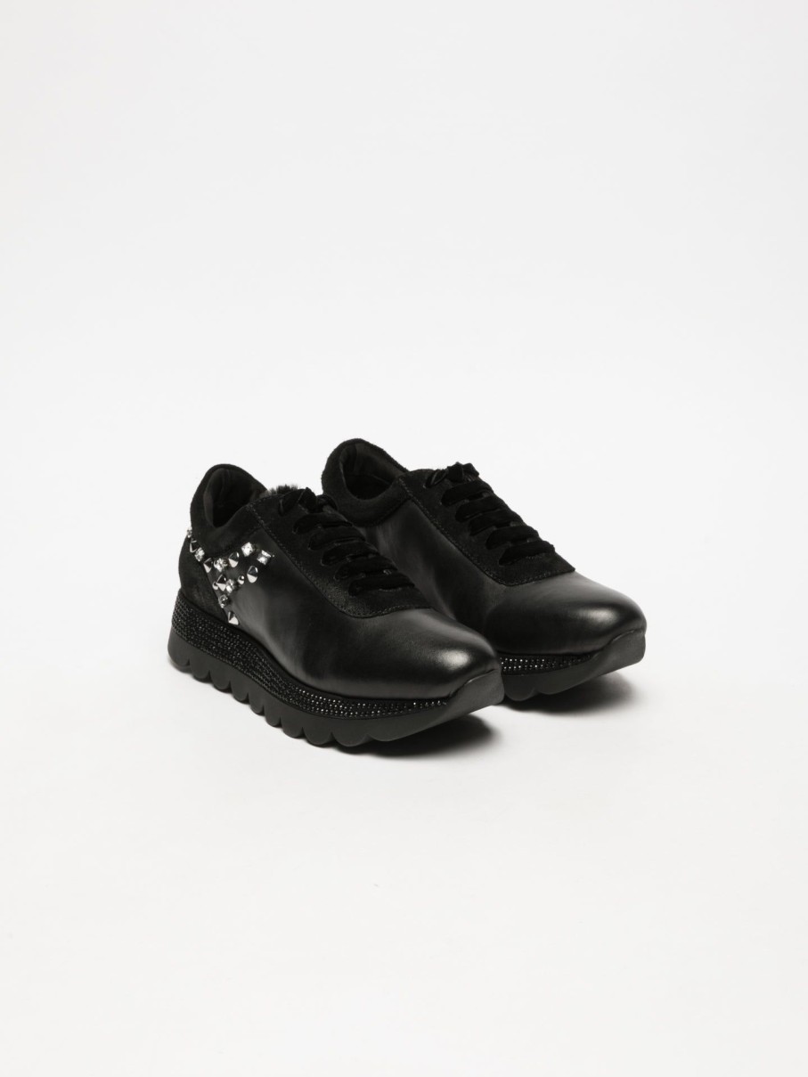 Mulher Cafè Noir Tenis | Tenis Com Apliques Em Preto