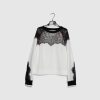 Mulher Pinko | Sweater Com Renda Em Branco E Preto