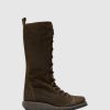 Mulher Fly London Botas | Botas Com Atacadores Syas652Fly Oilsuede Sludge