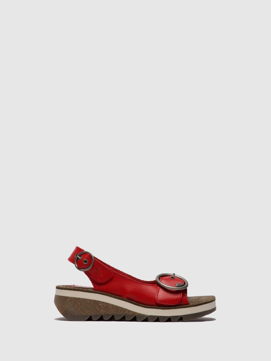 Mulher Fly London Sandalias | Sandalias Com Tira No Calcanhar Em Vermelho