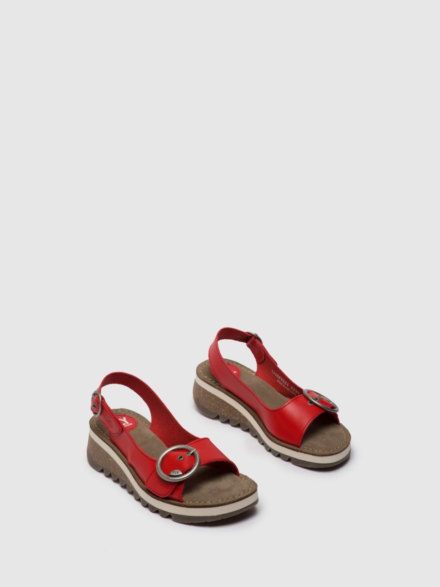 Mulher Fly London Sandalias | Sandalias Com Tira No Calcanhar Em Vermelho