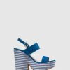 Mulher Foreva Sandalias | Sandalias De Cunha Em Azul