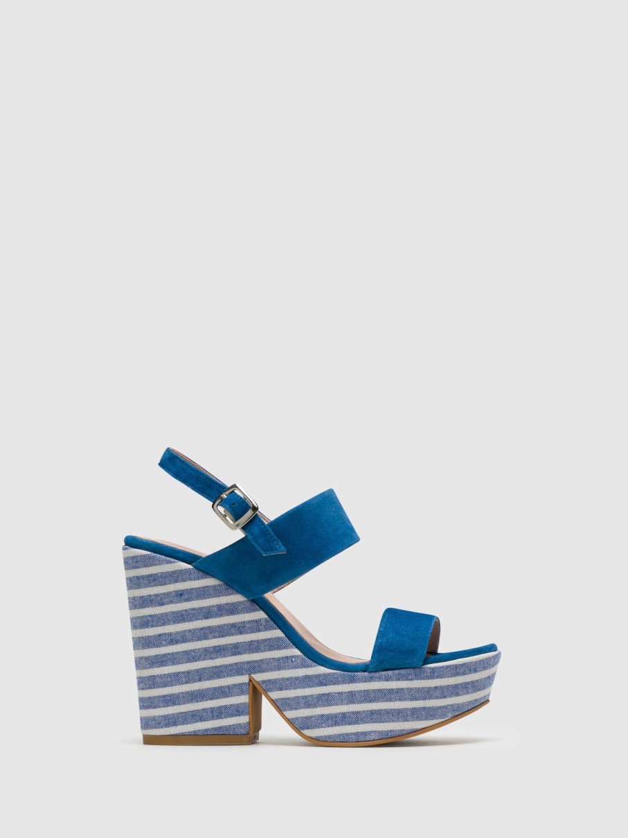 Mulher Foreva Sandalias | Sandalias De Cunha Em Azul