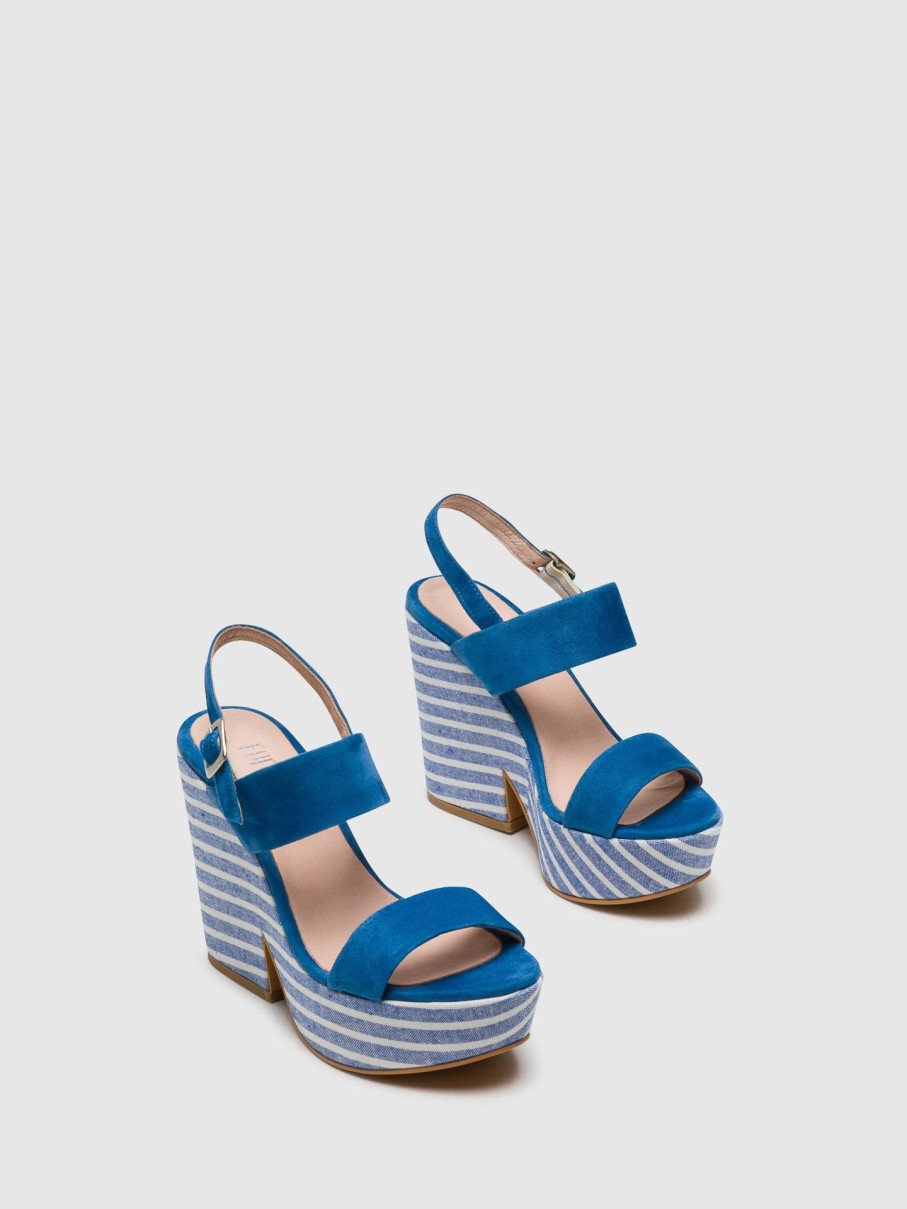 Mulher Foreva Sandalias | Sandalias De Cunha Em Azul