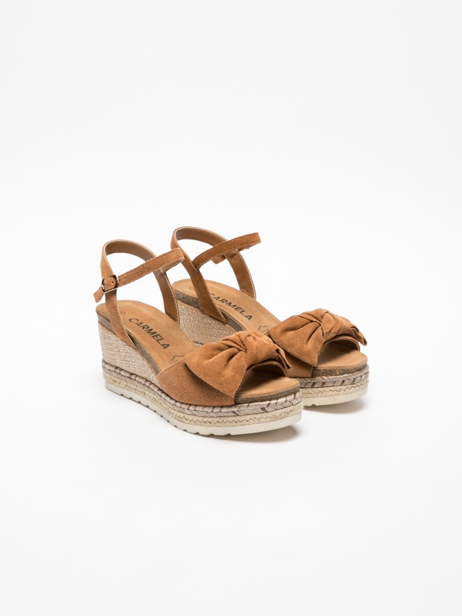 Mulher Carmela Sandalias | Sandalias De Cunha Em Camel