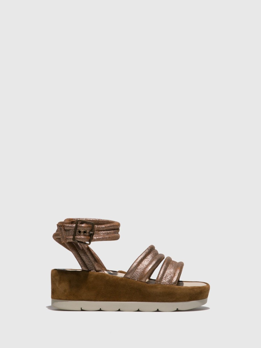 Mulher Fly London Sandalias | Sandalias Com Tira No Tornozelo Em Dourado