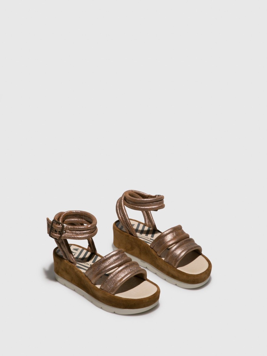 Mulher Fly London Sandalias | Sandalias Com Tira No Tornozelo Em Dourado