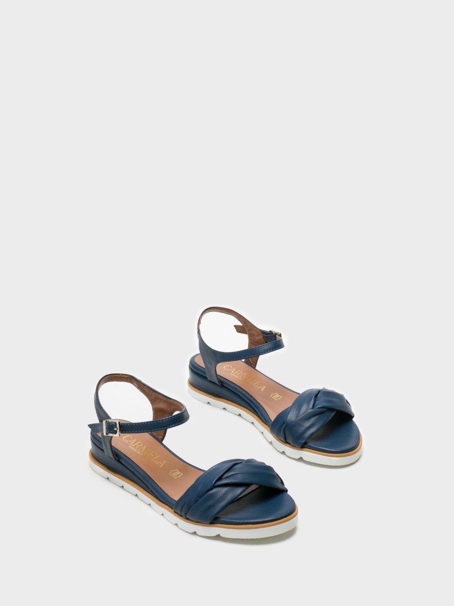 Mulher Carmela Sandalias | Sandalias Com Tira Em T Em Azul