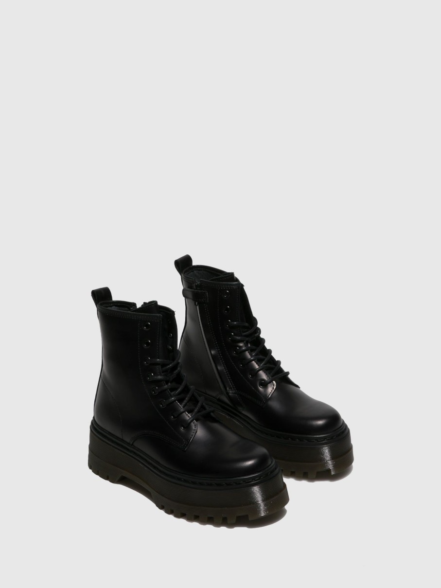 Mulher Fungi Botas | Botas Com Atacadores Em Preto