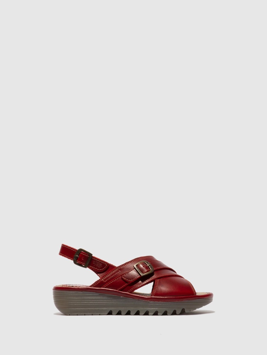 Mulher Fly London Sandalias | Sandalias Com Tira No Calcanhar Ekon142Fly Red